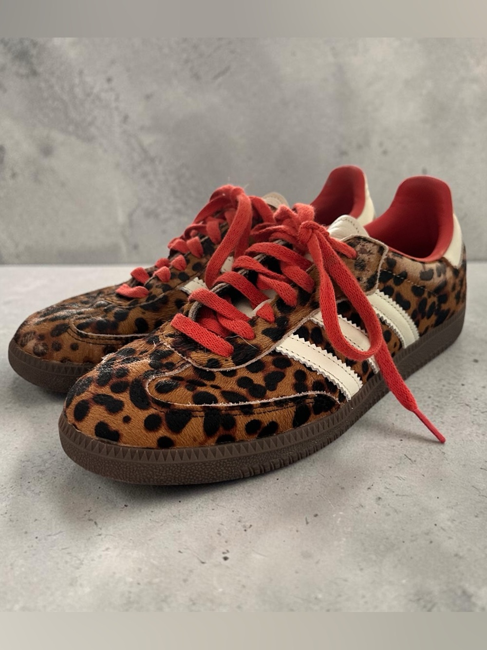 Adidas Samba OG Classic Leopard Print Pony Hair Sneakers